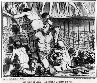 Les bains Deligny - Fyrtimmarsskalan: illustration från "" Sketch d