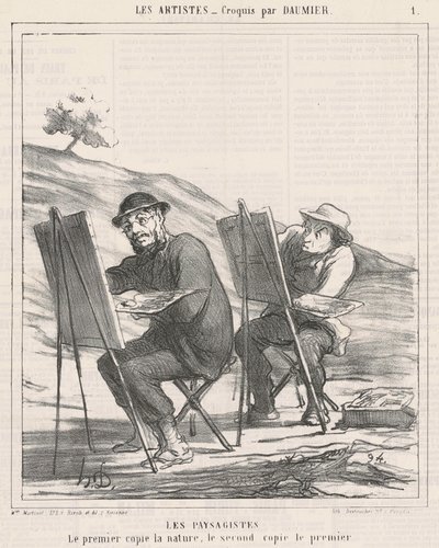 Landskapsarkitekter. Den första kopierar naturen av Honoré Daumier