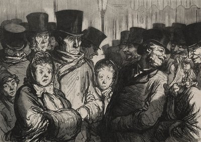 Teatrarna: kommer ut ur dramat och kommer ut ur linorna. av Honoré Daumier