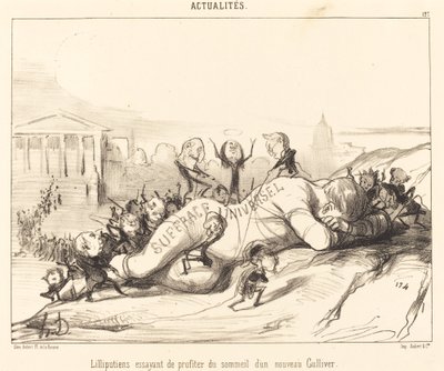 Lilliputians försöker sova... av Honoré Daumier