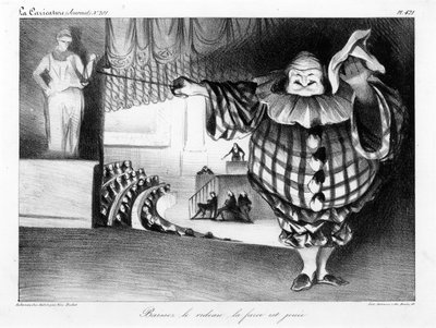 Sänk gardinen, farsen avslutas plåt 421 av Honoré Daumier