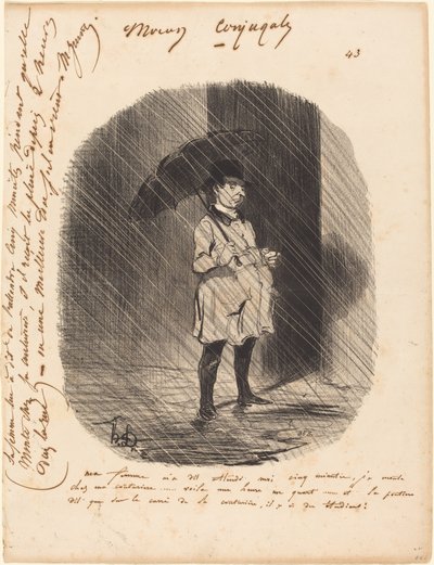 Min fru sa till mig: vänta på mig i fem minuter... av Honoré Daumier