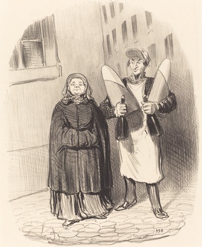 Madame Chapotard gör sig redo att göra sin sylt av Honoré Daumier