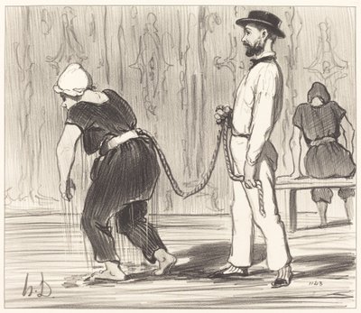 Madame Rabourdeau har sin första lektion av Honoré Daumier