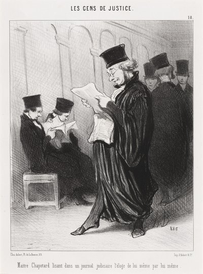 Maitre Chapotard läser... berömmet av sig själv... av Honoré Daumier