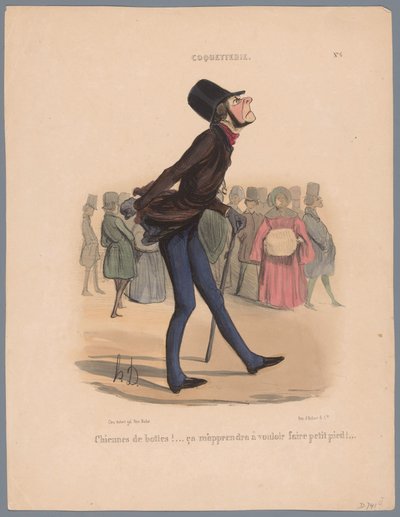 Man går i skor som är för små Chiennes de bottes! (...) (titel på objekt) Vanity (serietitel) Coquetry (serietitel på objekt) av Honoré Daumier