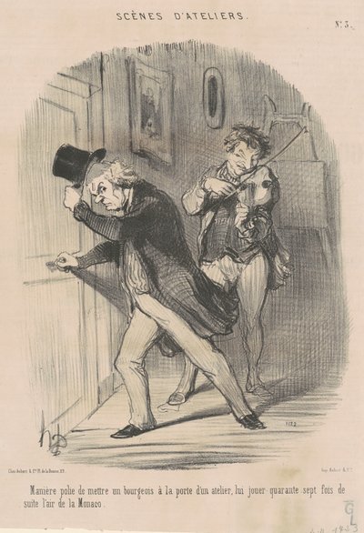 Artigt sätt att ställa... vid dörren... av Honoré Daumier