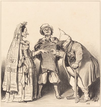 Tidens och det konstitutionella äktenskapet av Honoré Daumier