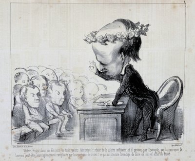 Minnen från fredskongressen: Victor Hugo (nr 1 i serien) - av Daumier, i "" Charivari"" av 1849-09-06 av Honoré Daumier