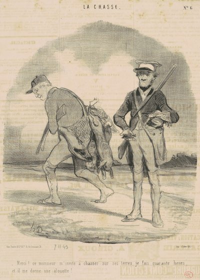 Tack! Den här herren bjuder in mig att jaga... av Honoré Daumier