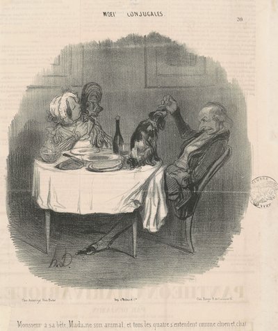 Monsieur har sitt odjur, Madame hennes djur... av Honoré Daumier