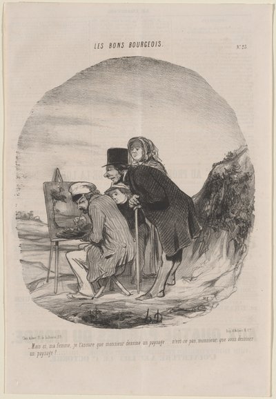 Gentleman ritar ett landskap av Honoré Daumier