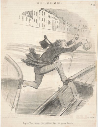 Medel för att hämta skivstången i sitt eget hem av Honoré Daumier