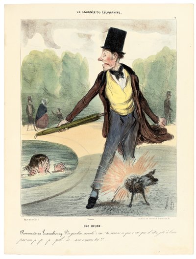 Klockan ett: Walking in the Luxembourg Gardens, 1839 av Honoré Daumier