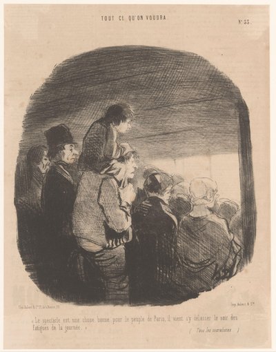 Parisare tittar på en föreställning Le spectacle est une chose bonne pour le peuple de Paris (...) (titel på objekt) Önskvärda och oönskade situationer (serietitel) Tout ce qu