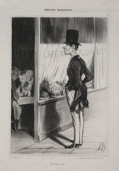 Parisian Emotions, skylt 3: I Have Three Sous!, 1839. av Honoré Daumier