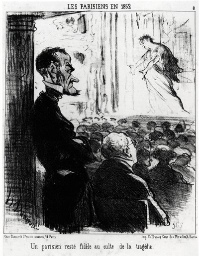 Parisare 1852: en parisare förblir trogen tragedikulten. Illustration d