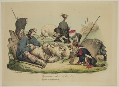 Stackars får Ah! Oavsett vad du gör... kommer vi alltid att klippa dig av Honoré Daumier