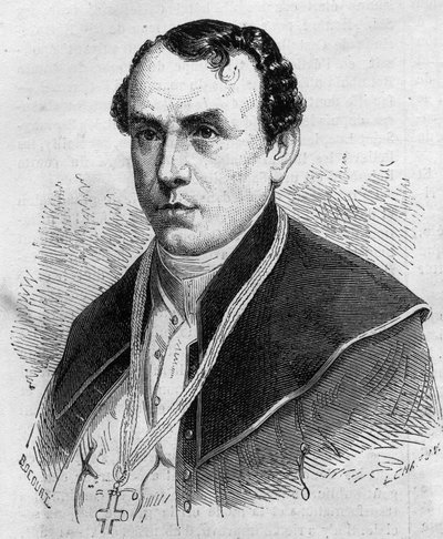 Porträtt av Sigismund Felix Felinski (1822-1895), ärkebiskop av Warszawa (Polen). Gravyr i ""Le Monde Illustre"" nr 314 den 18 april 1863. av Honoré Daumier