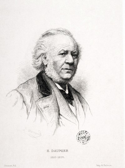 Porträtt av Honore Daumier (1808-1879), fransk gravör, målare och skulptör. Massard gravyr. Mått: 15x11,5 cm. Arbaud Museum. av Honoré Daumier