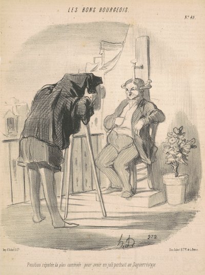 Position som sägs vara den mest bekväma för ett daguerreotypi-porträtt av Honoré Daumier
