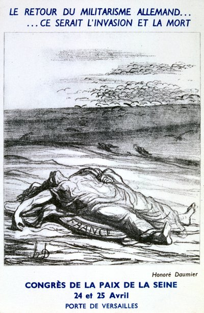 Vykort som annonserar kongressen för fred i Seine, Paris av Honoré Daumier