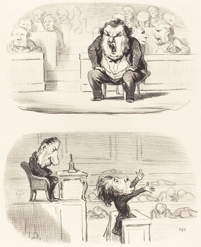 När en tråkig talare intar talarstolen av Honoré Daumier