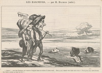 Quien! ... Kärna av parisare som kom för att bada ... av Honoré Daumier