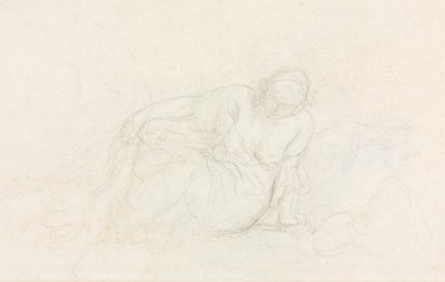 Liggande kvinna som lutar sig på sin arm tergo, 185560. av Honoré Daumier