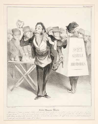 Robert-Macaire bokhandlare. (Robert Macaire bokhandlare.), pl. 14 från serien Caricaturana i albumet Les Robert Macaires av Honoré Daumier