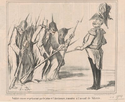 Ryska soldater gör sig redo av de unga... av Honoré Daumier