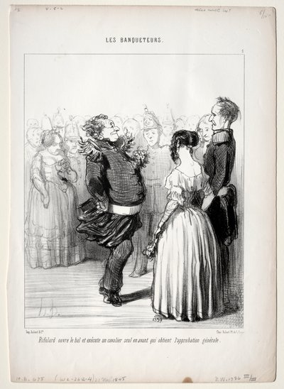 The Banqueters, skylt 5: Rifolard öppnar bollen, 1848. av Honoré Daumier