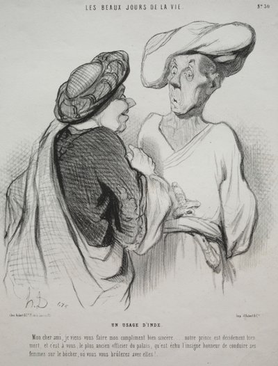 Livets vackra dagar, skylt 30: An Indian Custom av Honoré Daumier
