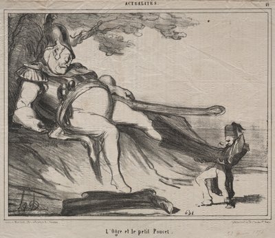 Kosackerna för skratt tallrik 61: The Ogre and his little Tom Thumb, 1854. av Honoré Daumier