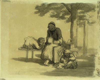 Mormor; En mormor, av Honoré Daumier