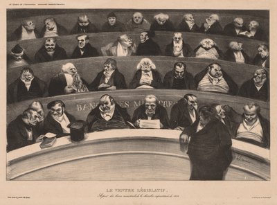 The Monthly Association skylt 18: The Legislative Belly, 1834. av Honoré Daumier