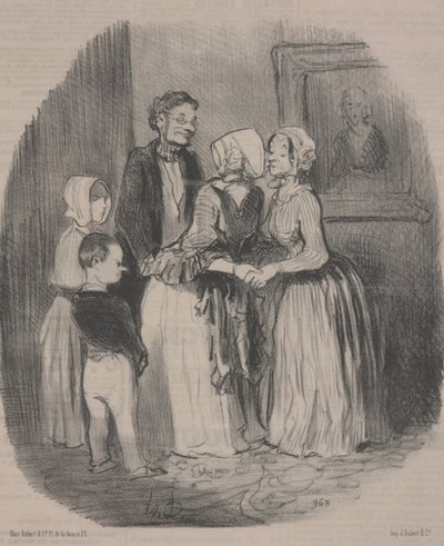Det obligatoriska nyårsbesöket hos moster Rabourdin av Honoré Daumier