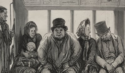Omnibus: Interiör av Omnibus. av Honoré Daumier
