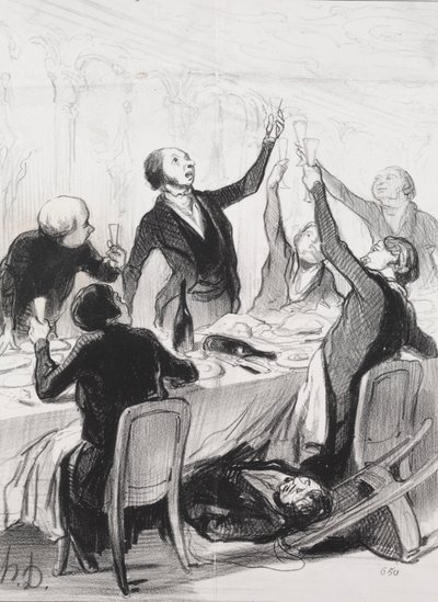 Dagens filantroper, skylt 8: A 43d Toast...to the Temperance Society, 1844. av Honoré Daumier