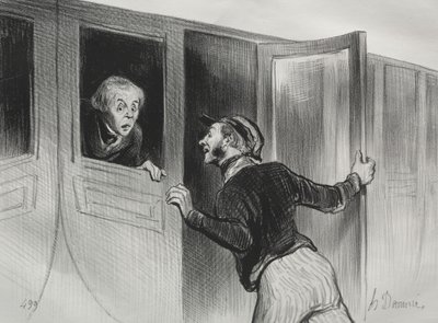The Railroads, skylt 11: The Hazard of Sleeping on a Journey, 1843. av Honoré Daumier