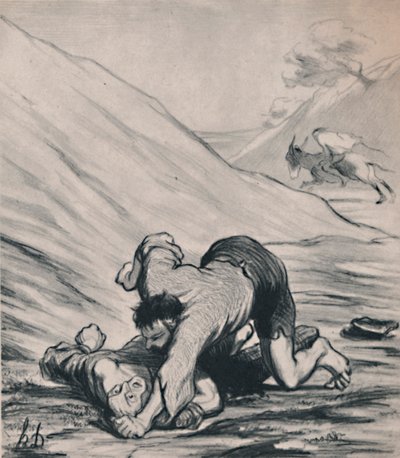 The Robbers and the Donkey, ca 1860-talet, 1946. av Honoré Daumier