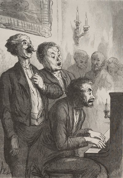 Sångarna: Sångarna i salongen av Honoré Daumier