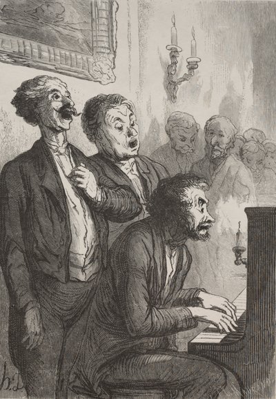 Sångarna: Sångarna i salongen. av Honoré Daumier
