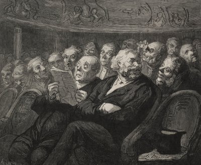 Teatern: Orkestergropen. av Honoré Daumier