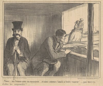 Här ... min fru med en gentleman ... av Honoré Daumier