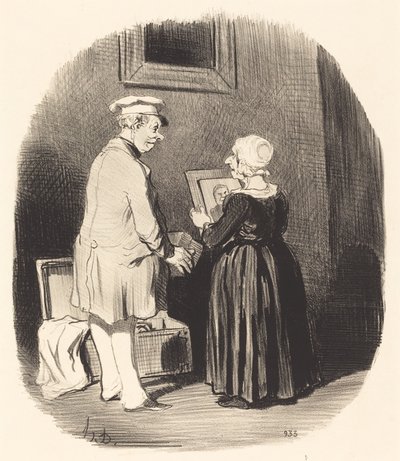 Här, min fru, här är mitt porträtt... av Honoré Daumier