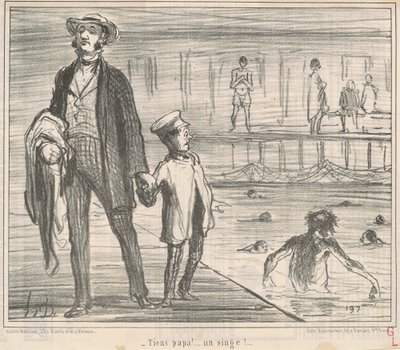 Här pappa! ... en apa! ... av Honoré Daumier
