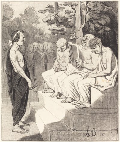 Telemachus förhörd av de vise av Honoré Daumier