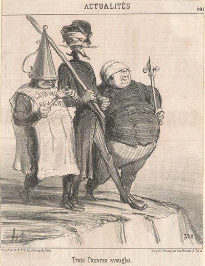 Tre stackars blinda människor av Honoré Daumier