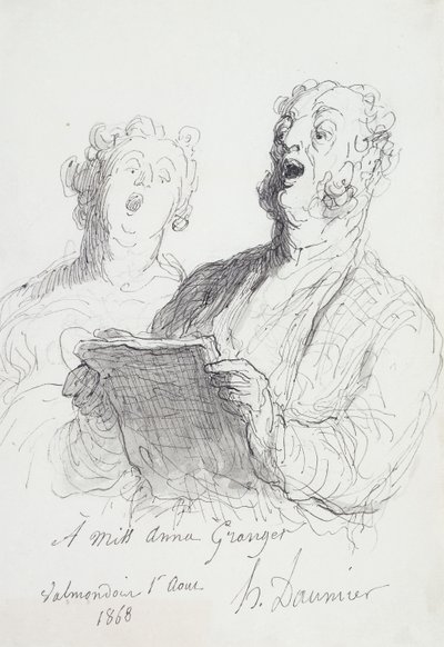 Två sångare; Två sångare, 1868 av Honoré Daumier
